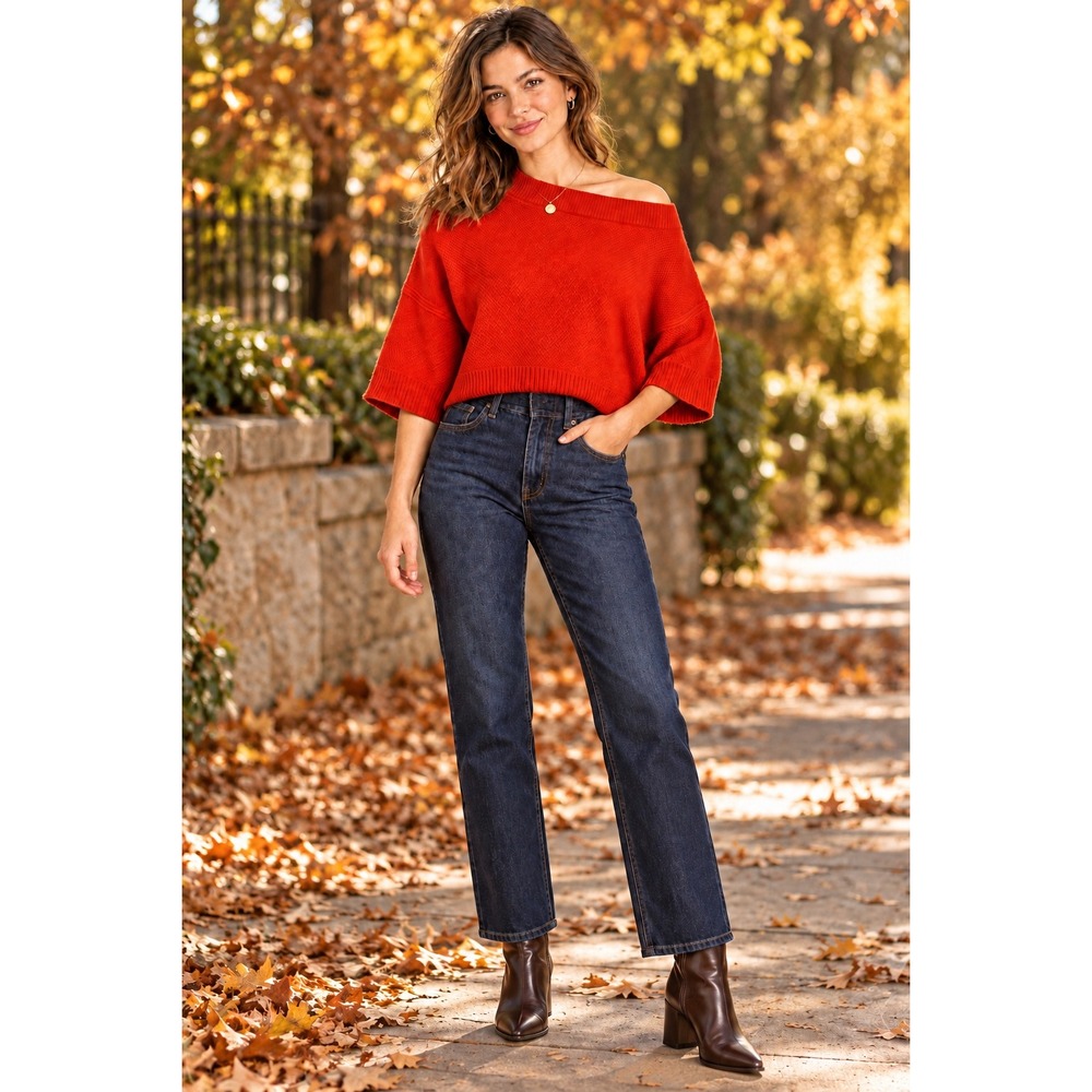WHIT Petite Med Red 100% Cashmere Short Sleeve Crewneck Cozy Sweater Soft Girl